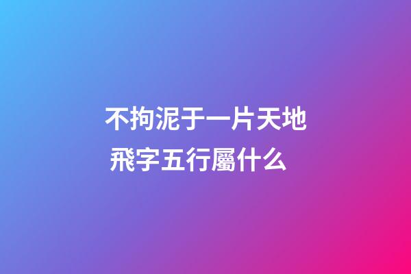 不拘泥于一片天地 飛字五行屬什么